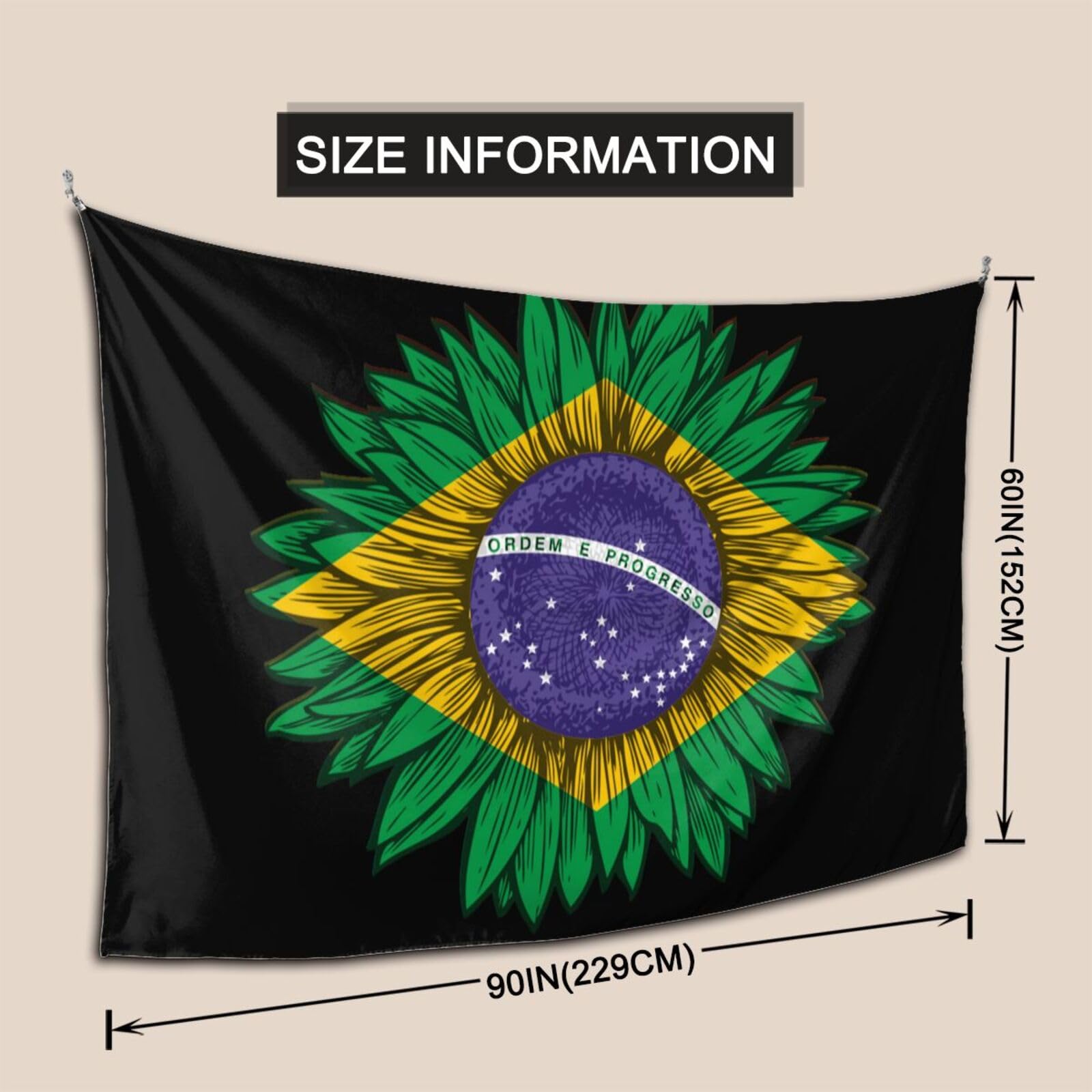 Amazon.com: Sunflower Brazil Brazilian Flag Tapestry 90x60 Inch